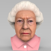 Small Queen Elizabeth II bust ready for full color 3D printing 3D Printing 230675