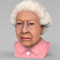 Queen Elizabeth II bust ready for full color 3D printing - Thumbnail 3