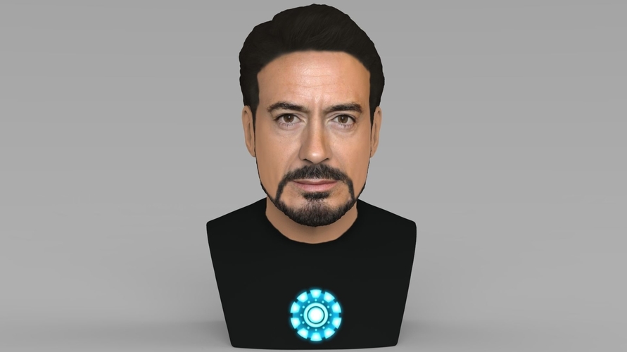Tony Stark Downey Jr Iron Man bust full color 3D printing ready