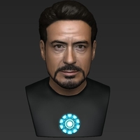 Tony Stark Downey Jr Iron Man bust full color 3D printing ready - Thumbnail 11
