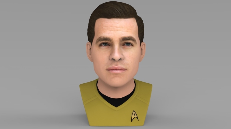 Captain Kirk Chris Pine Star Trek bust full color 3D printing