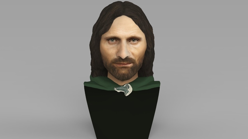Aragorn bust Lord of the Rings for full color 3D printing