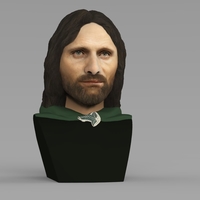 Aragorn bust Lord of the Rings for full color 3D printing - Thumbnail 3