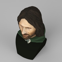 Aragorn bust Lord of the Rings for full color 3D printing - Thumbnail 7