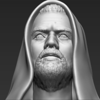 Obi Wan Kenobi Star Wars bust 3D printing ready stl obj - Thumbnail 12