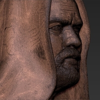 Obi Wan Kenobi Star Wars bust 3D printing ready stl obj - Thumbnail 16