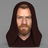 Obi Wan Kenobi Star Wars bust ready for full color 3D printing - Thumbnail 1
