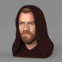 Obi Wan Kenobi Star Wars bust ready for full color 3D printing - Thumbnail 2