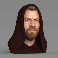 Obi Wan Kenobi Star Wars bust ready for full color 3D printing - Thumbnail 4