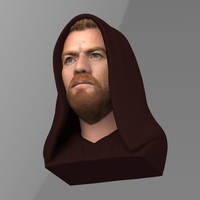Obi Wan Kenobi Star Wars bust ready for full color 3D printing - Thumbnail 7