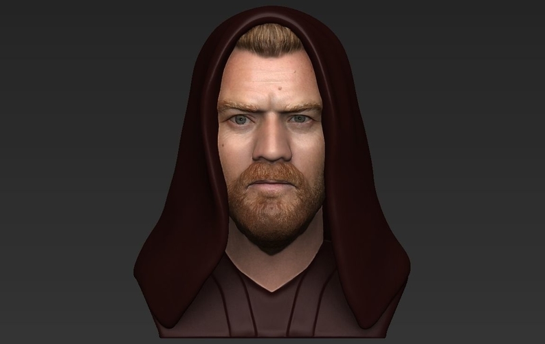 Obi Wan Kenobi Star Wars bust ready for full color 3D printing