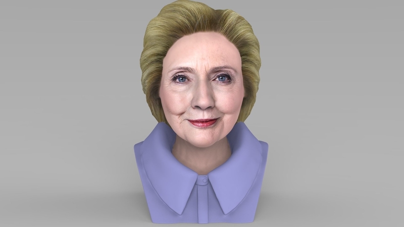 Hillary Clinton bust ready for full color 3D printing
