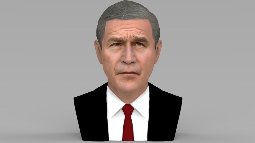 President George W Bush bust ready for full color 3D printing