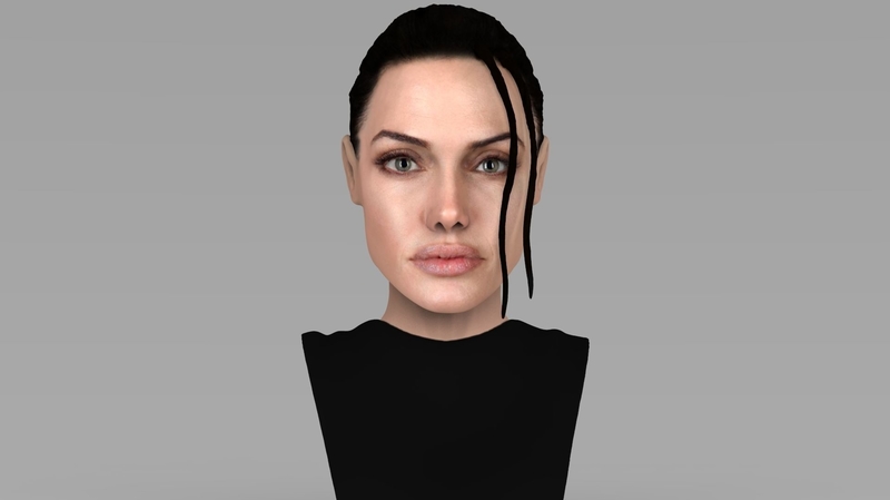 Lara Croft Angelina Jolie bust ready for full color 3D printing
