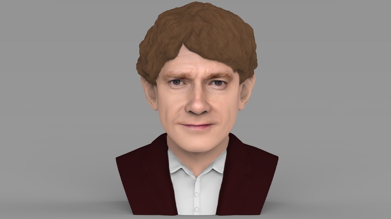 Bilbo Baggins Hobbit bust ready for full color 3D printing