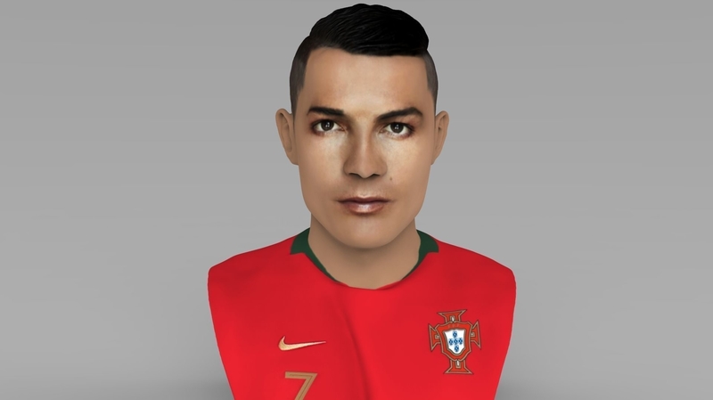 Cristiano Ronaldo bust ready for full color 3D printing