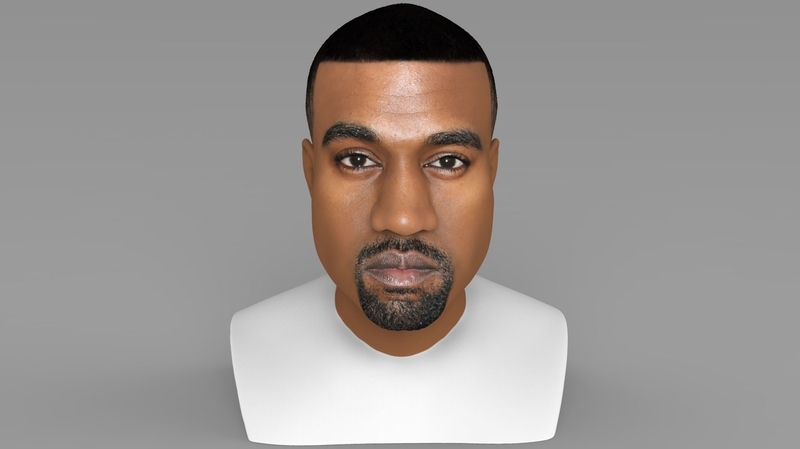 Kanye West bust ready for full color 3D printing