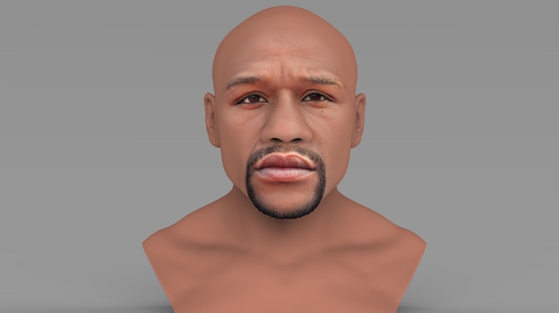 Floyd Mayweather bust ready for full color 3D printing