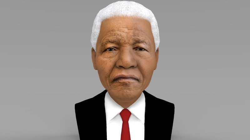 Nelson Mandela bust ready for full color 3D printing