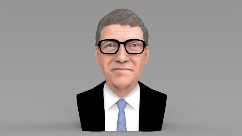 Bill Gates bust ready for full color 3D printing