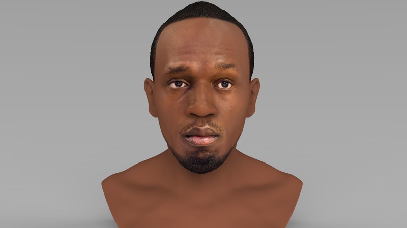 Usain Bolt bust ready for full color 3D printing