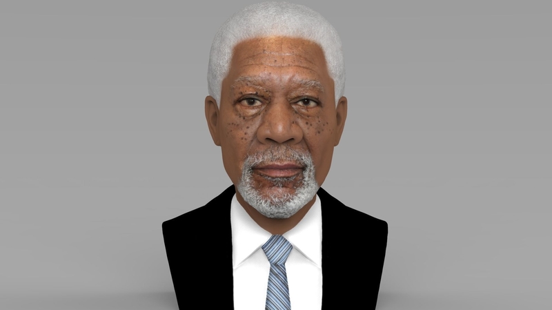 Morgan Freeman bust ready for full color 3D printing