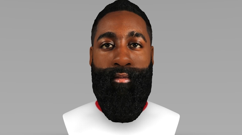 James Harden bust ready for full color 3D printing
