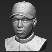 Lewis Hamilton bust 3D printing ready stl obj - Thumbnail 2
