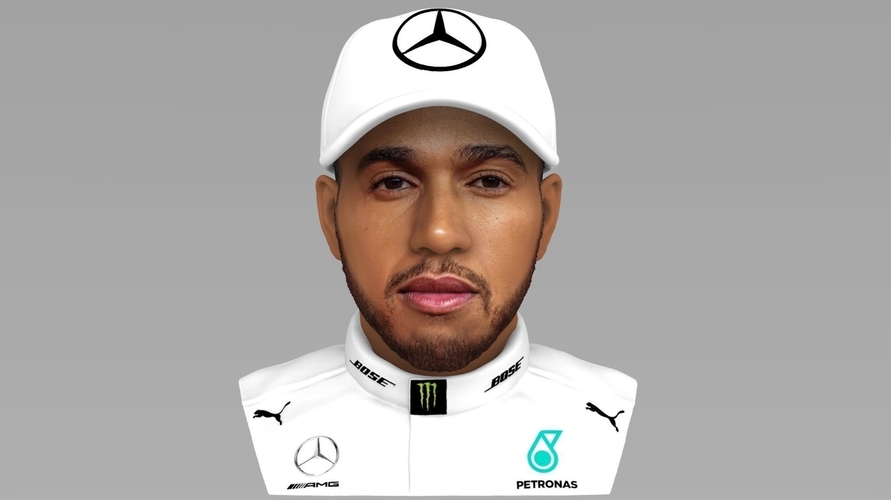 Lewis Hamilton bust ready for full color 3D printing