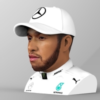 Lewis Hamilton bust ready for full color 3D printing - Thumbnail 3