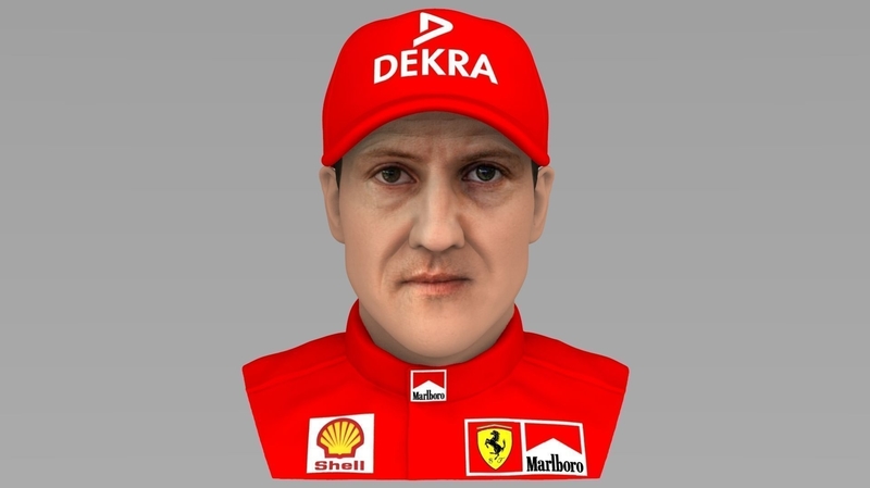Michael Schumacher bust ready for full color 3D printing