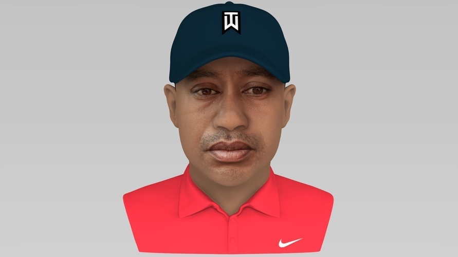 Tiger Woods bust ready for full color 3D printing
