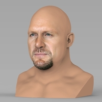 Stone Cold Steve Austin bust ready for full color 3D printing - Thumbnail 2