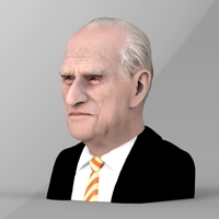 Prince Philip bust ready for full color 3D printing - Thumbnail 3