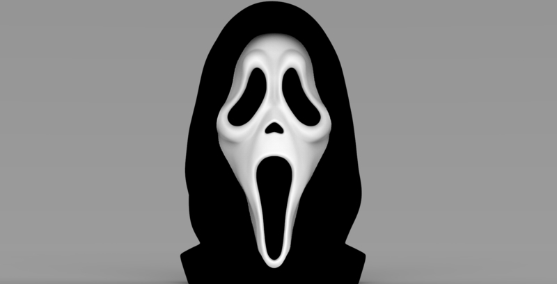 Ghostface from Scream bust ready for full color 3D printing