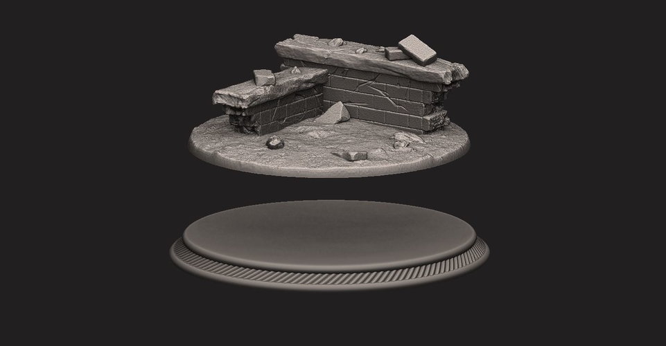 custome rubble Base for miniatures - Figures - version 02 3D Print 233238