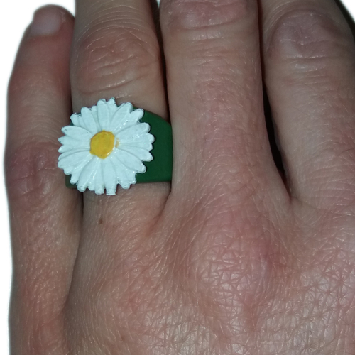 Ring with embossed daisy  3D Print 234498