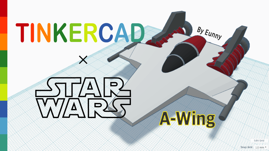 Simple A-wing with Tinkercad 3D Print 234657