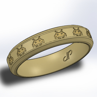 Small Space Invader Ring (from the Retro Series) - de Ponte Rings 3D Printing 234786