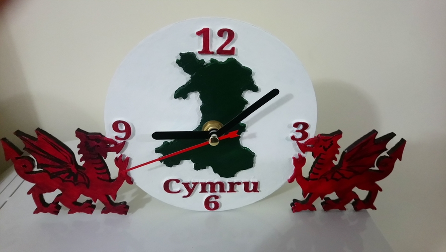 Welsh Dragon Clock 3D Print 234817