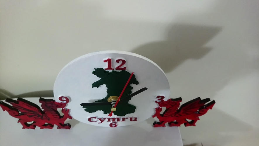 Welsh Dragon Clock 3D Print 234821
