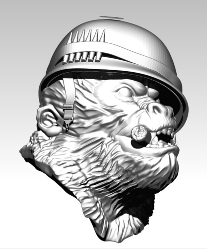Angry Soldier Monkey Bust with Sigar 3D Print 234871