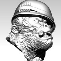 Angry Soldier Monkey Bust with Sigar - Thumbnail 2