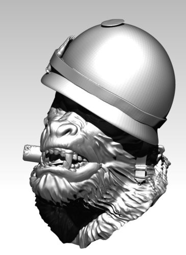 Angry Soldier Monkey Bust with Sigar 3D Print 234872