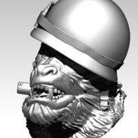 Angry Soldier Monkey Bust with Sigar - Thumbnail 3