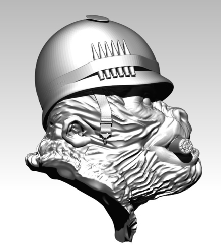 Angry Soldier Monkey Bust with Sigar 3D Print 234873