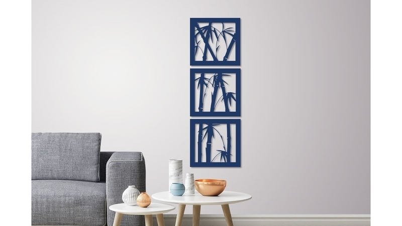Bamboo wall decoration  set of 3 frames 
