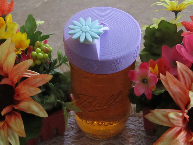 Flower Power Mason Jar Lid 3D Print 235613