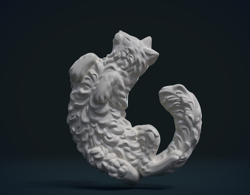 Cat bas-relief