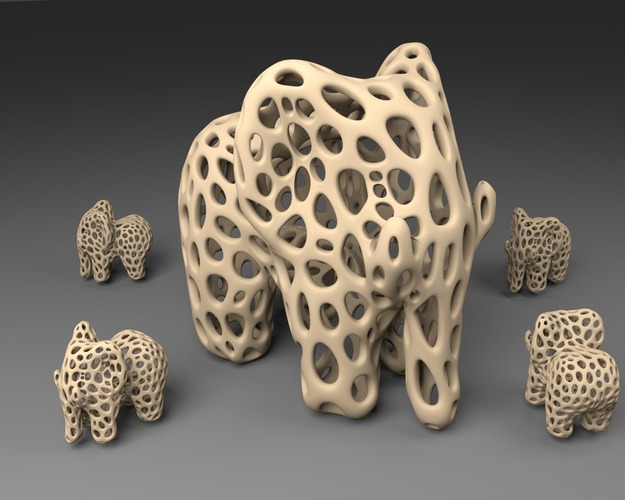 Elephant - Voronoi Style 3D Print 23770